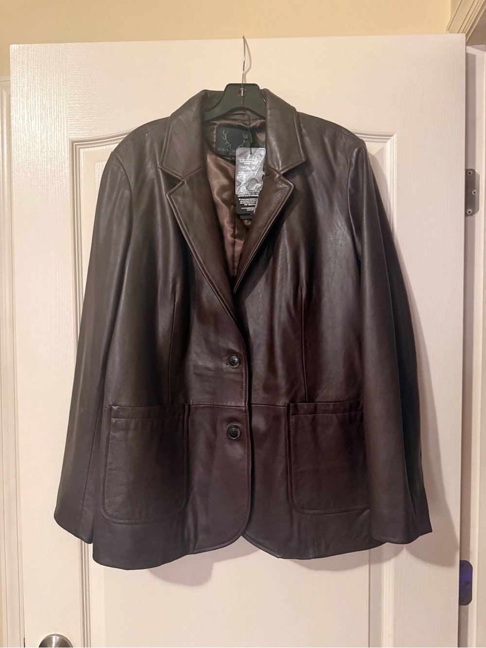 Bod&Christensen Classic Women's in Queen Brown Leather Blazer Jacket Size Large - Picture 3 of 13